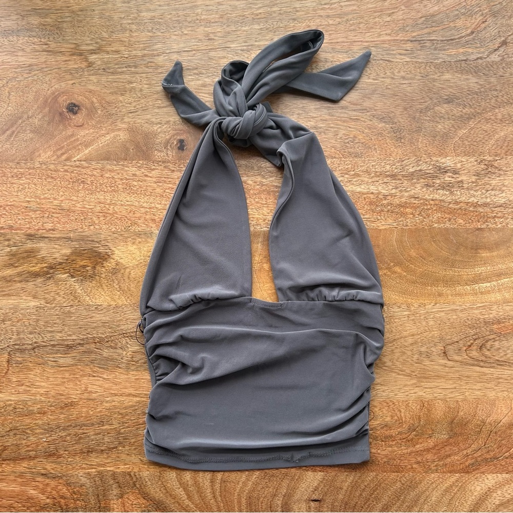Pull&Bear Charcoal Halter Top